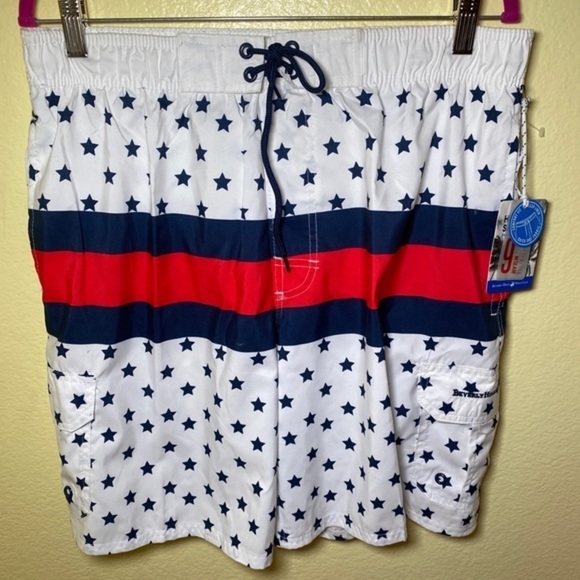 Beverly Hills Polo Club Men's Stars And Stripes Swimming Trunks Size‎ L - Picture 2 of 5